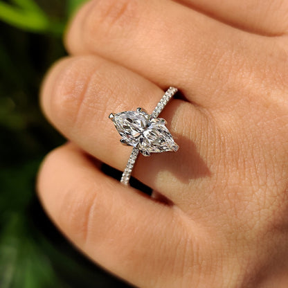Marquise Diamond Engagement Ring With Cathedral Setting