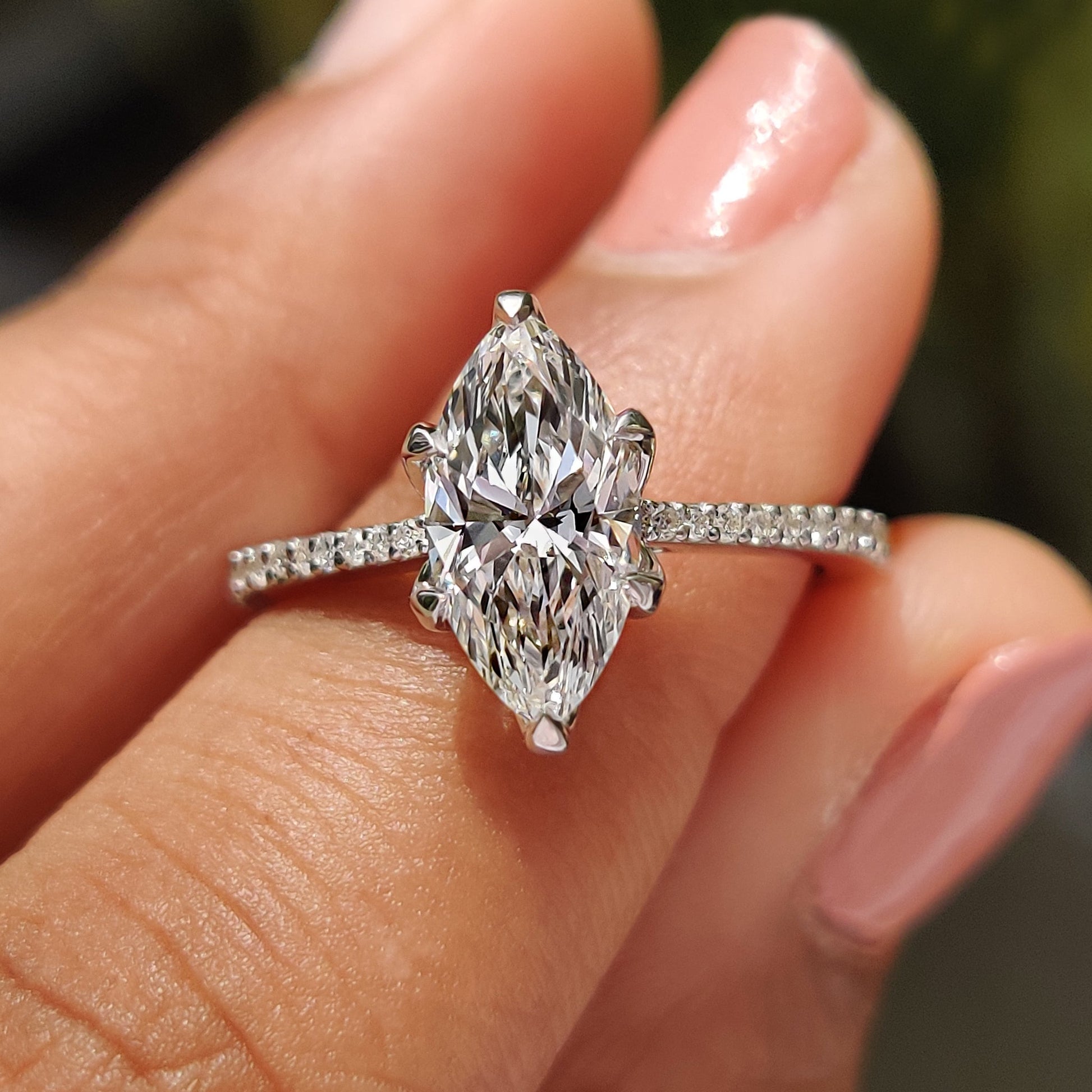 Marquise Diamond Engagement Ring With Cathedral Setting