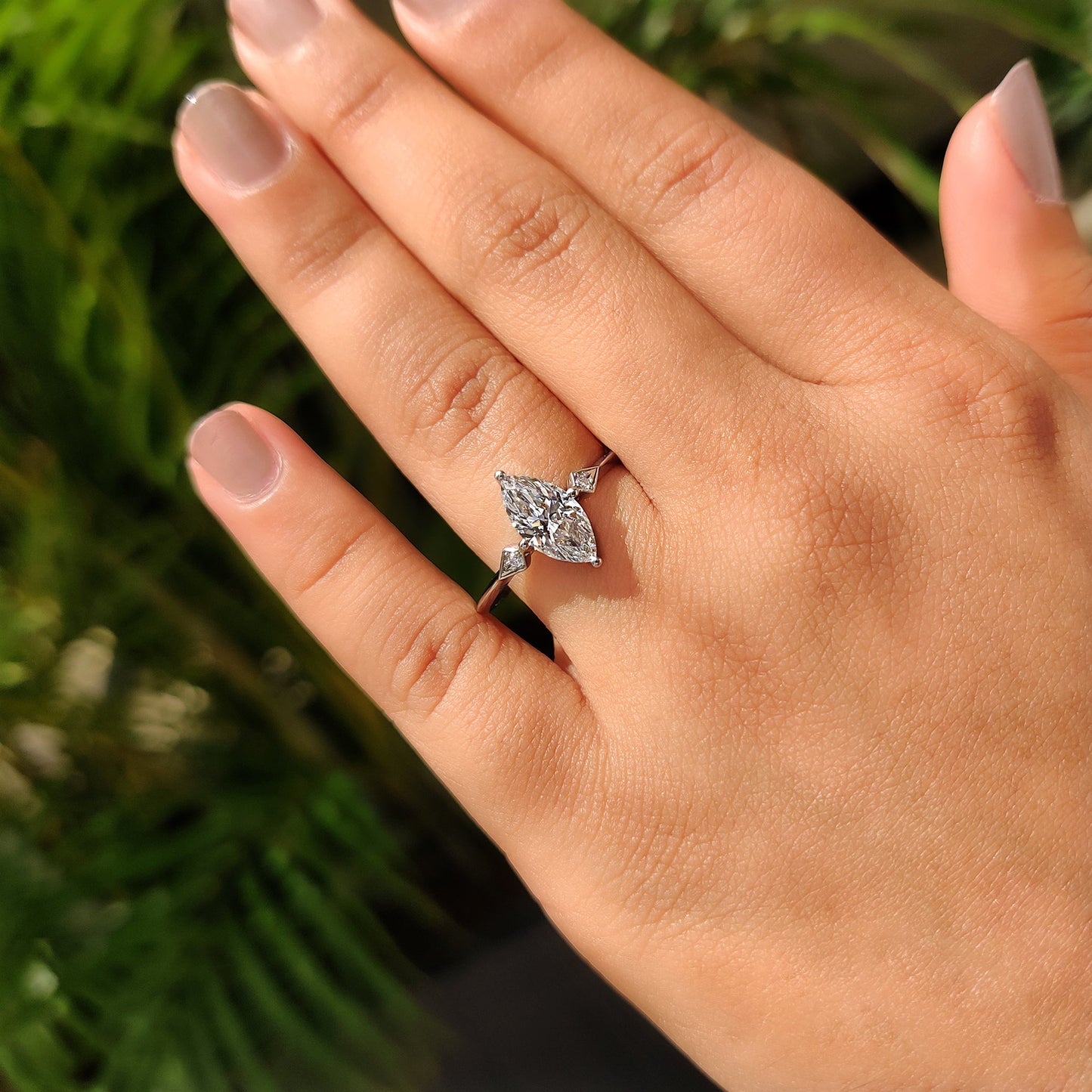 Three Stone Marquise Diamond Engagement Ring