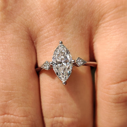 Three Stone Marquise Diamond Engagement Ring