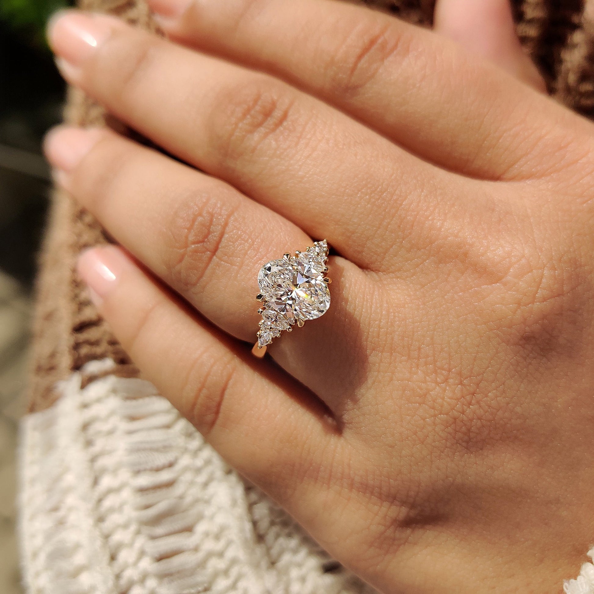 Oval Cut Cathedral Setting Engagement Ring