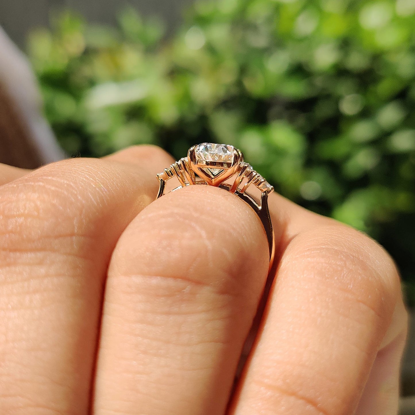 Oval Cut Cathedral Setting Engagement Ring