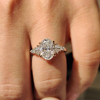 Oval Cut Cathedral Setting Engagement Ring