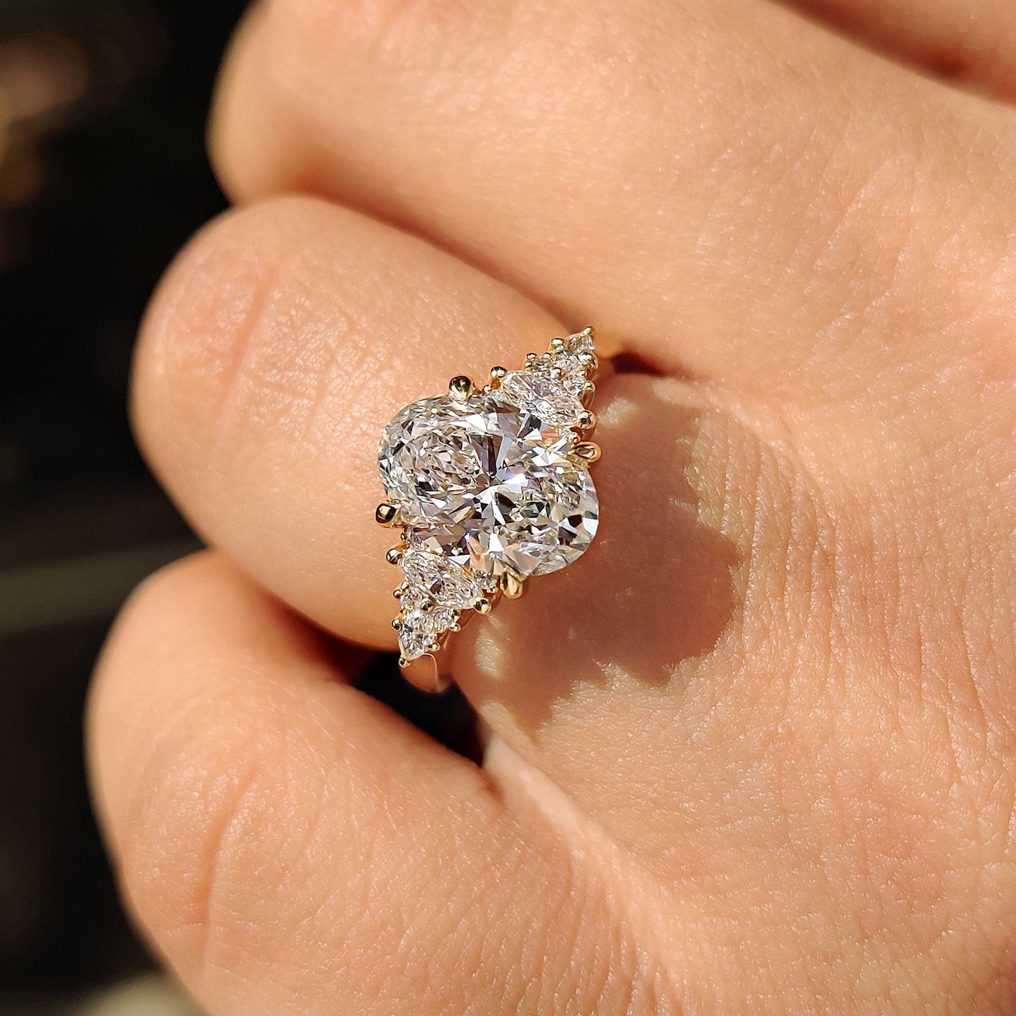 Oval Cut Cathedral Setting Engagement Ring