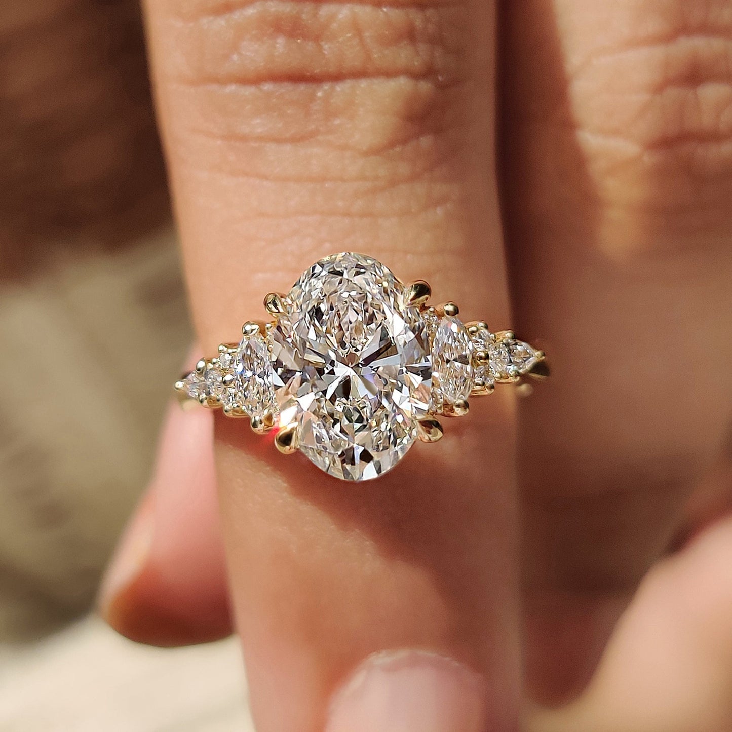 Oval Cut Cathedral Setting Engagement Ring