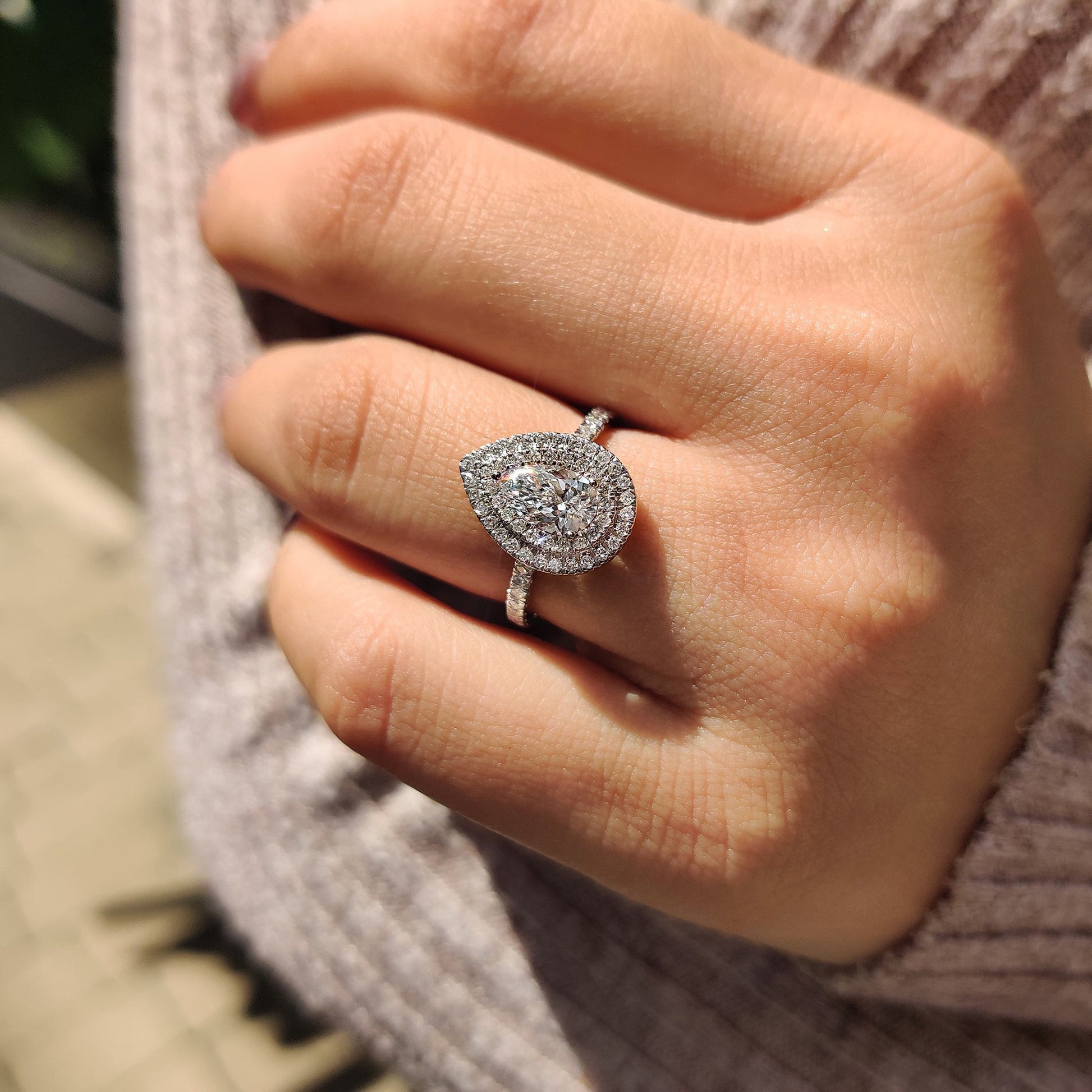 Pear Cut Engagement Ring With Cathedral Setting