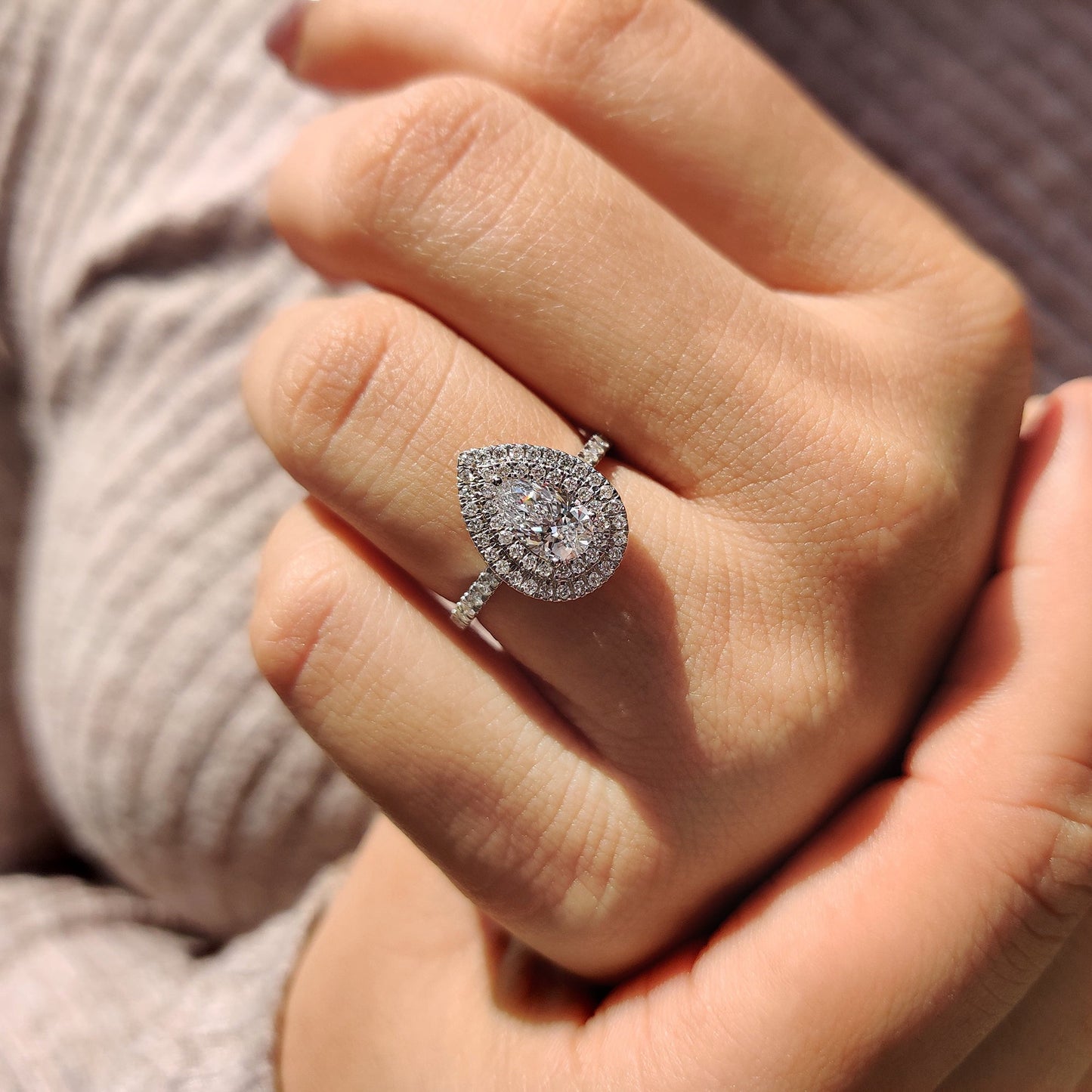 Pear Cut Engagement Ring With Cathedral Setting