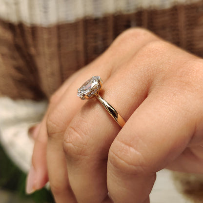 Oval Cut Engagement Ring In Hidden Halo Style