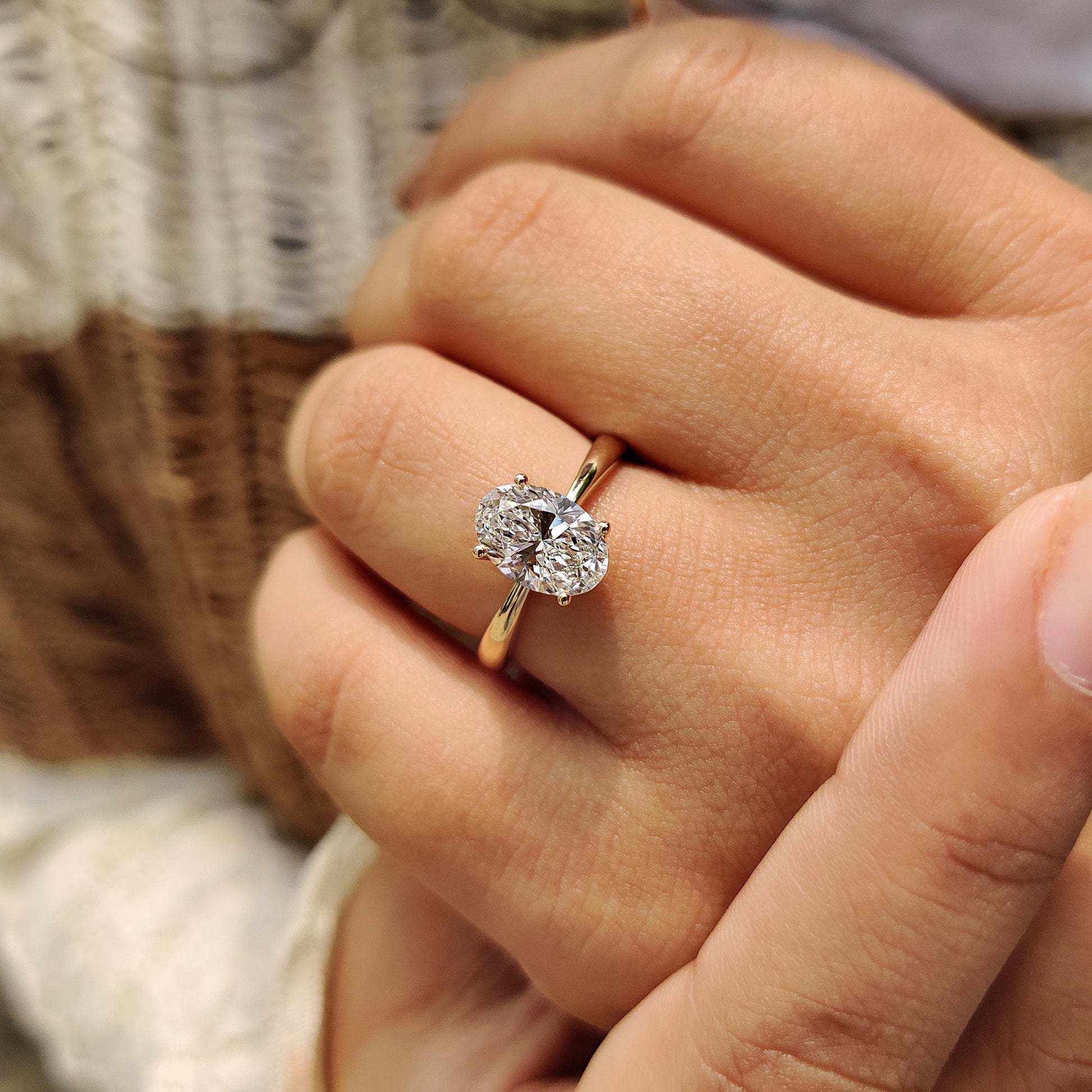 Oval Cut Engagement Ring In Hidden Halo Style