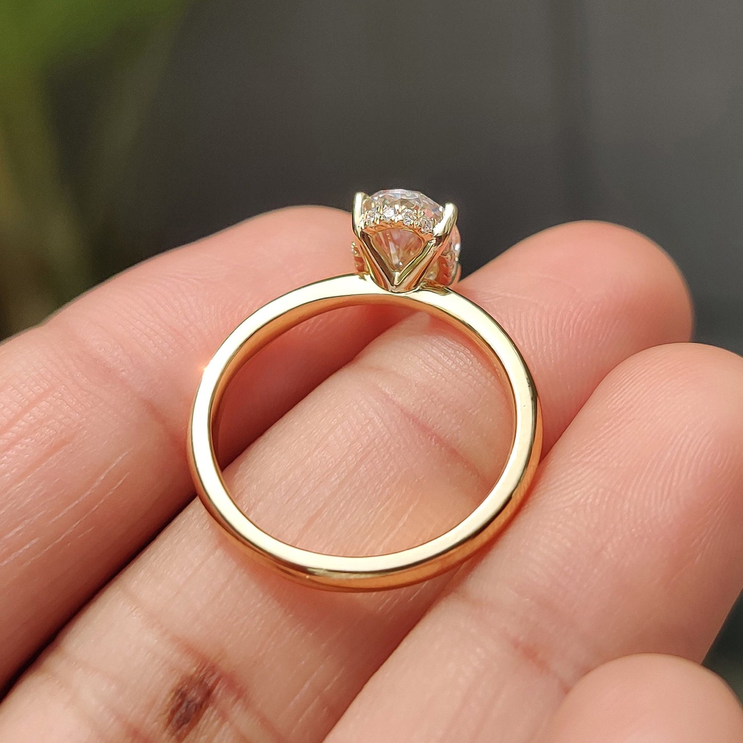 Oval Cut Engagement Ring In Hidden Halo Style