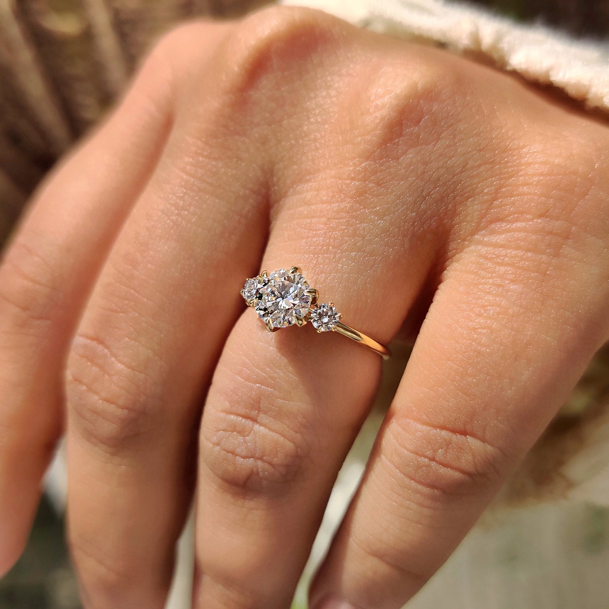 Round Cut Three Stone Diamond Engagement Ring