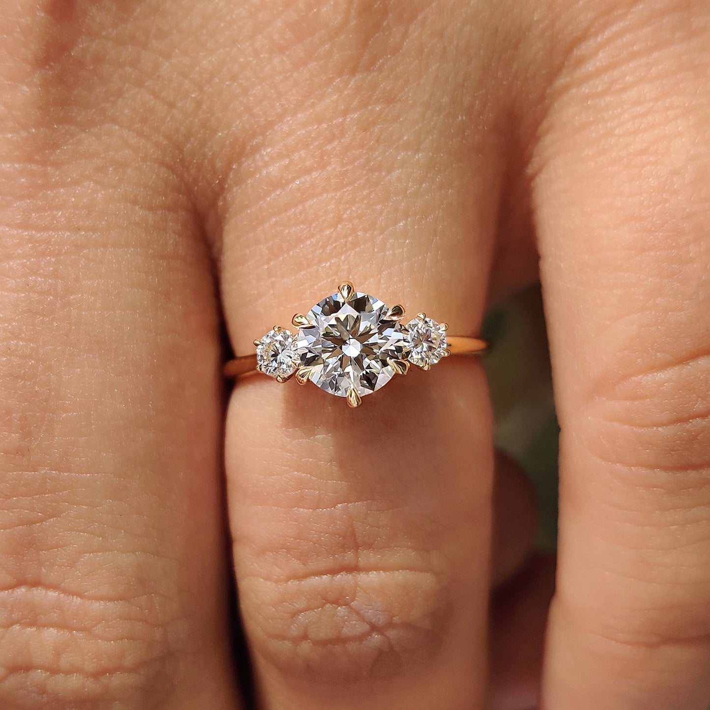 Round Cut Three Stone Diamond Engagement Ring