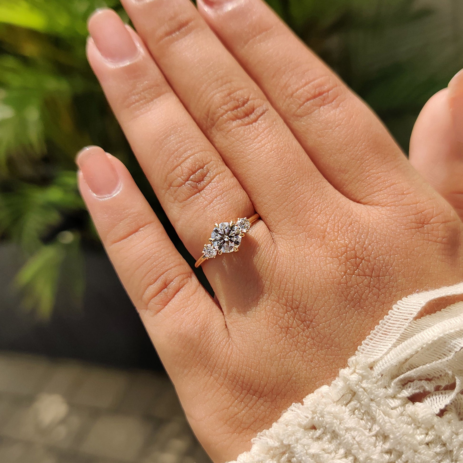 Round Cut Three Stone Diamond Engagement Ring
