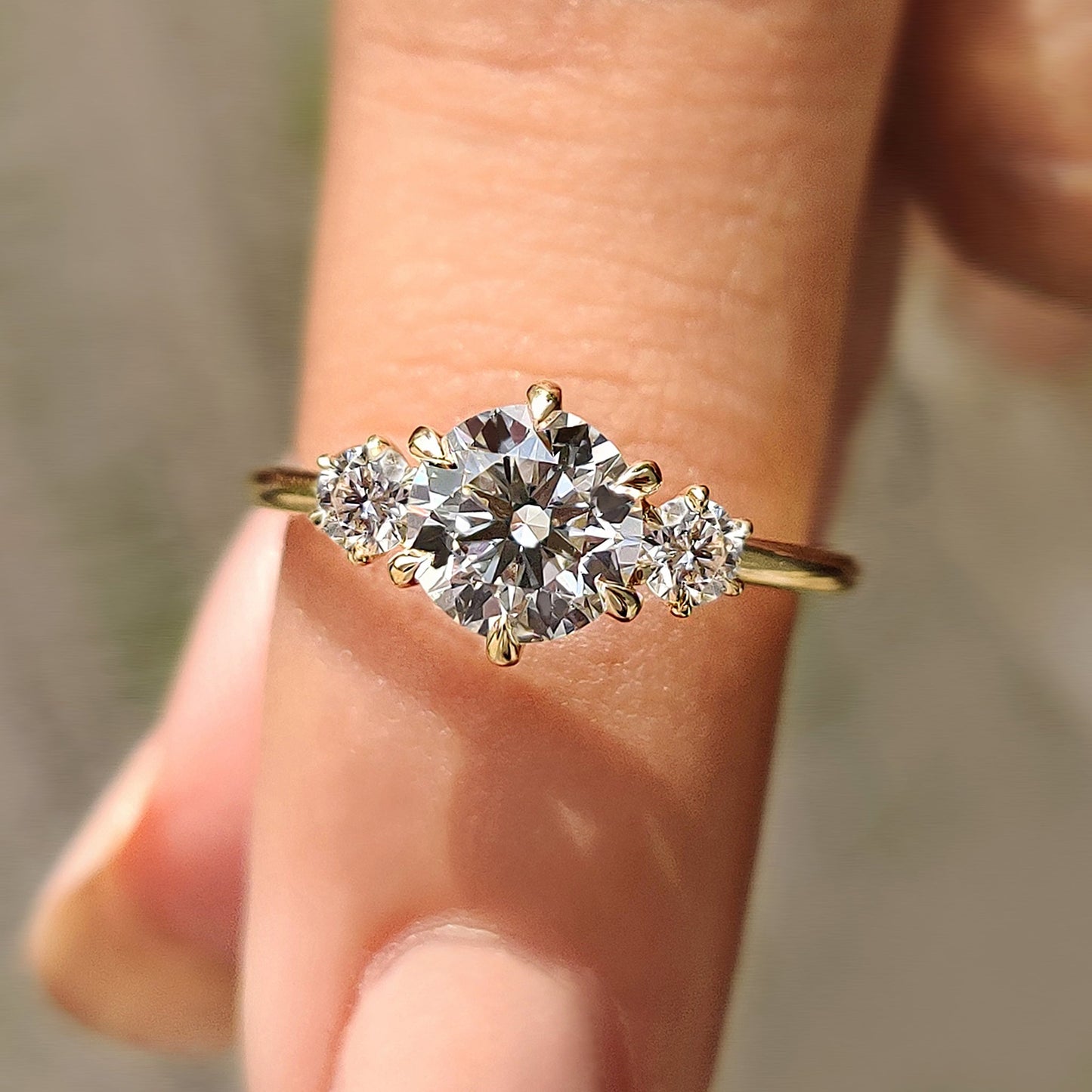 Round Cut Three Stone Diamond Engagement Ring