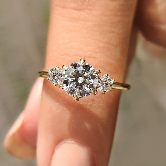 Round Cut Three Stone Diamond Engagement Ring