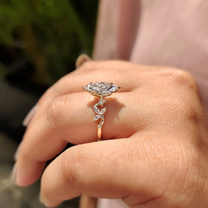 Nature Inspired Marquise Cut Diamond Engagement Ring