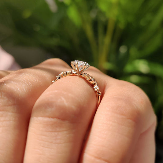 Nature Inspired Marquise Cut Diamond Engagement Ring