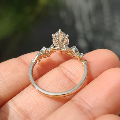 Nature Inspired Marquise Cut Diamond Engagement Ring