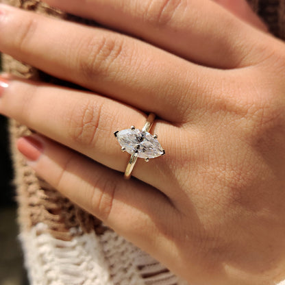 Moissanite Marquise Ring With Hidden Halo Style