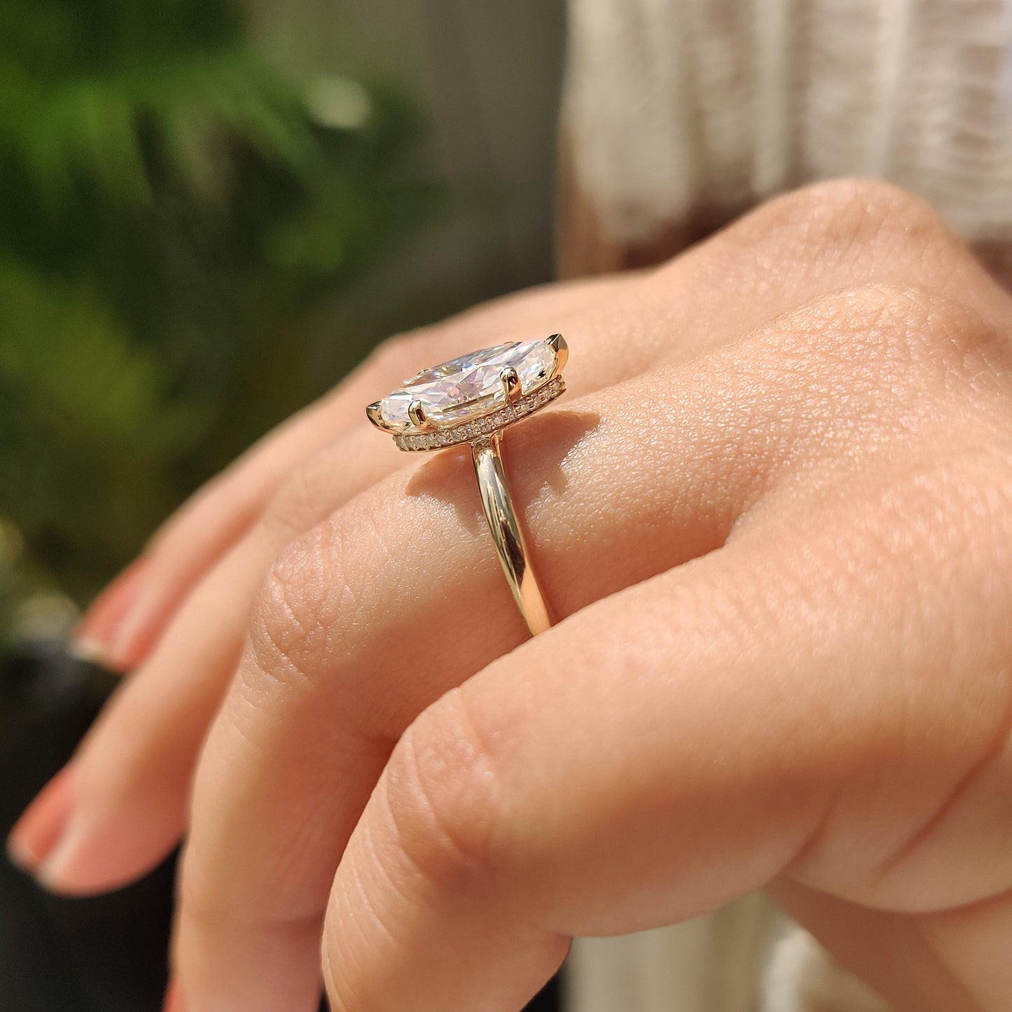 Moissanite Marquise Ring With Hidden Halo Style