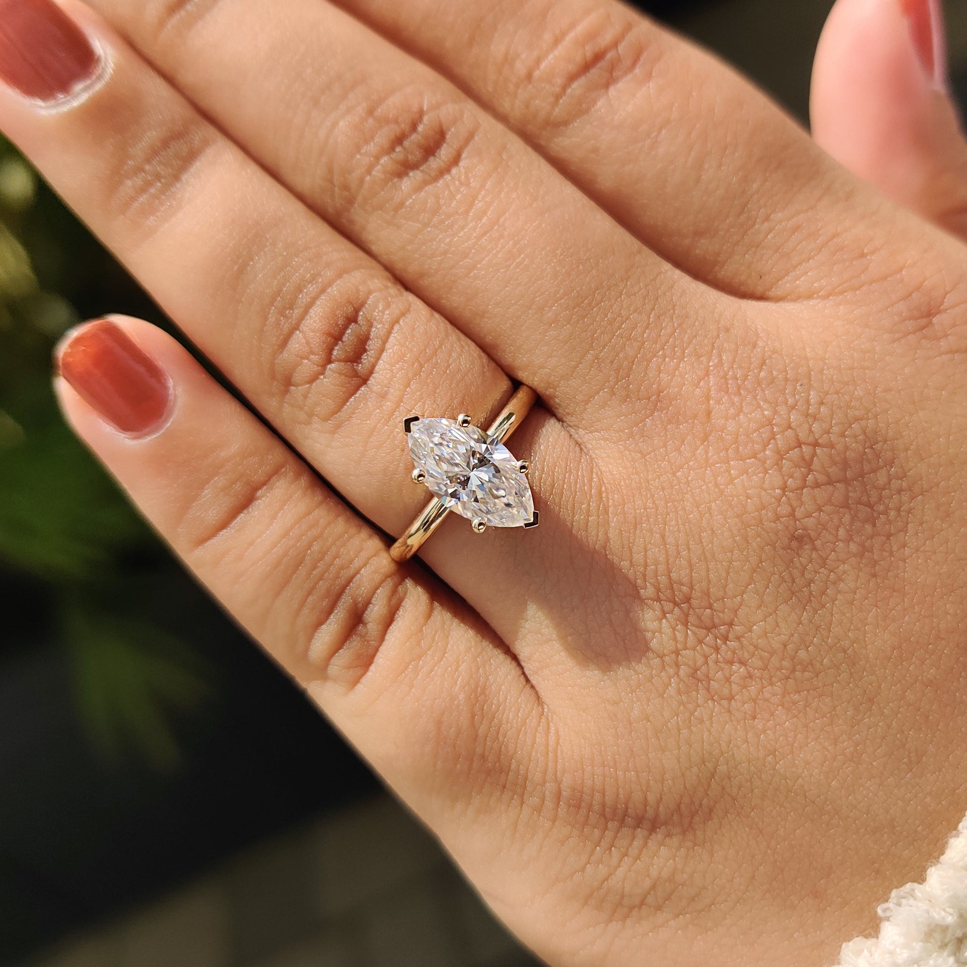 Moissanite Marquise Ring With Hidden Halo Style