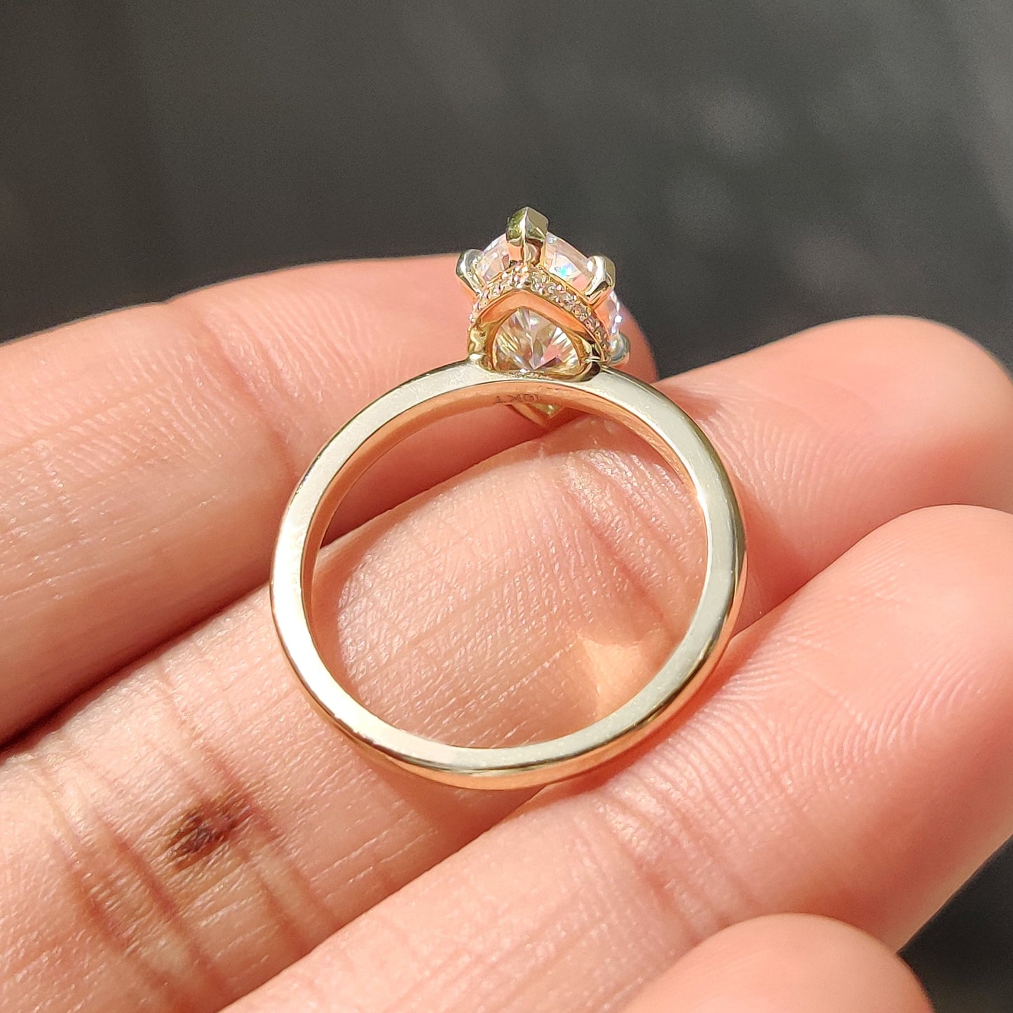 Moissanite Marquise Ring With Hidden Halo Style