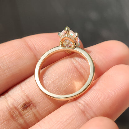 Moissanite Marquise Ring With Hidden Halo Style
