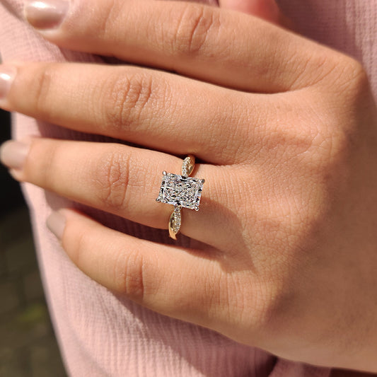 Radiant Cut Engagement Ring In Twisted Shank Set