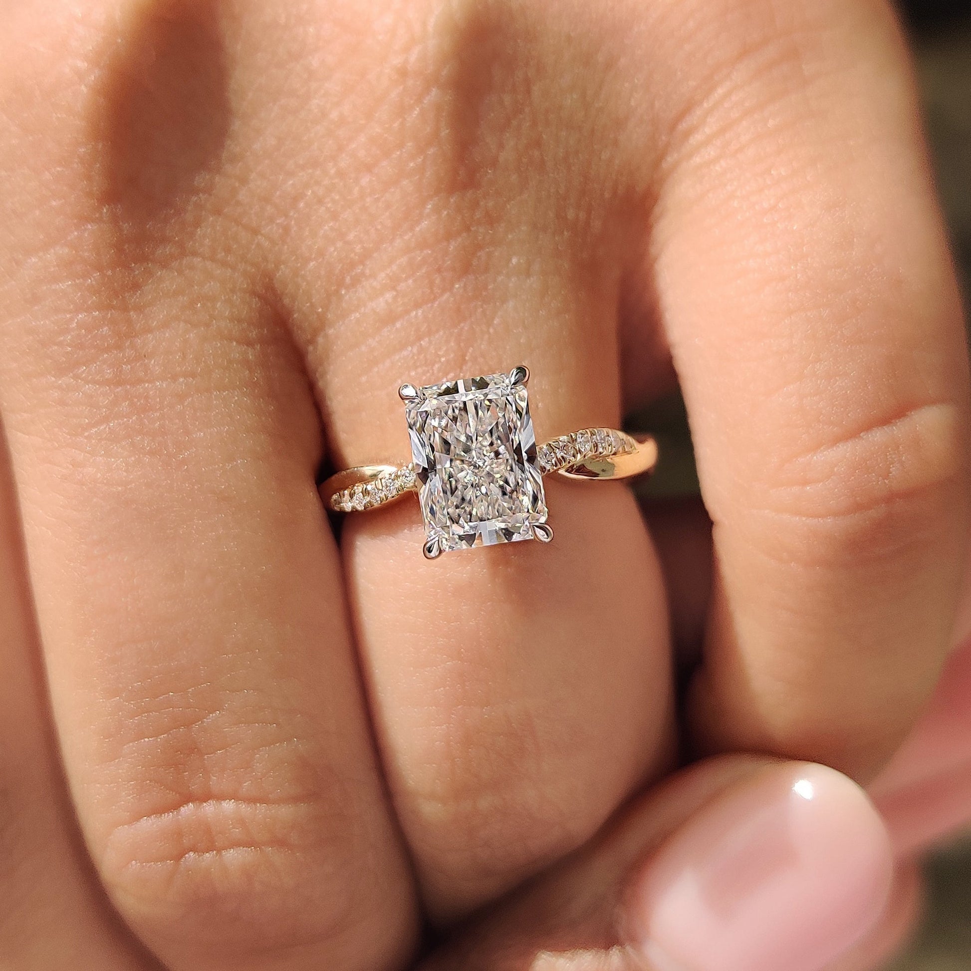 Radiant Cut Engagement Ring In Twisted Shank Set