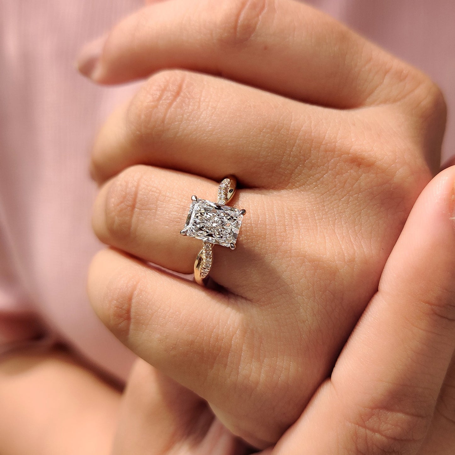 Radiant Cut Engagement Ring In Twisted Shank Set