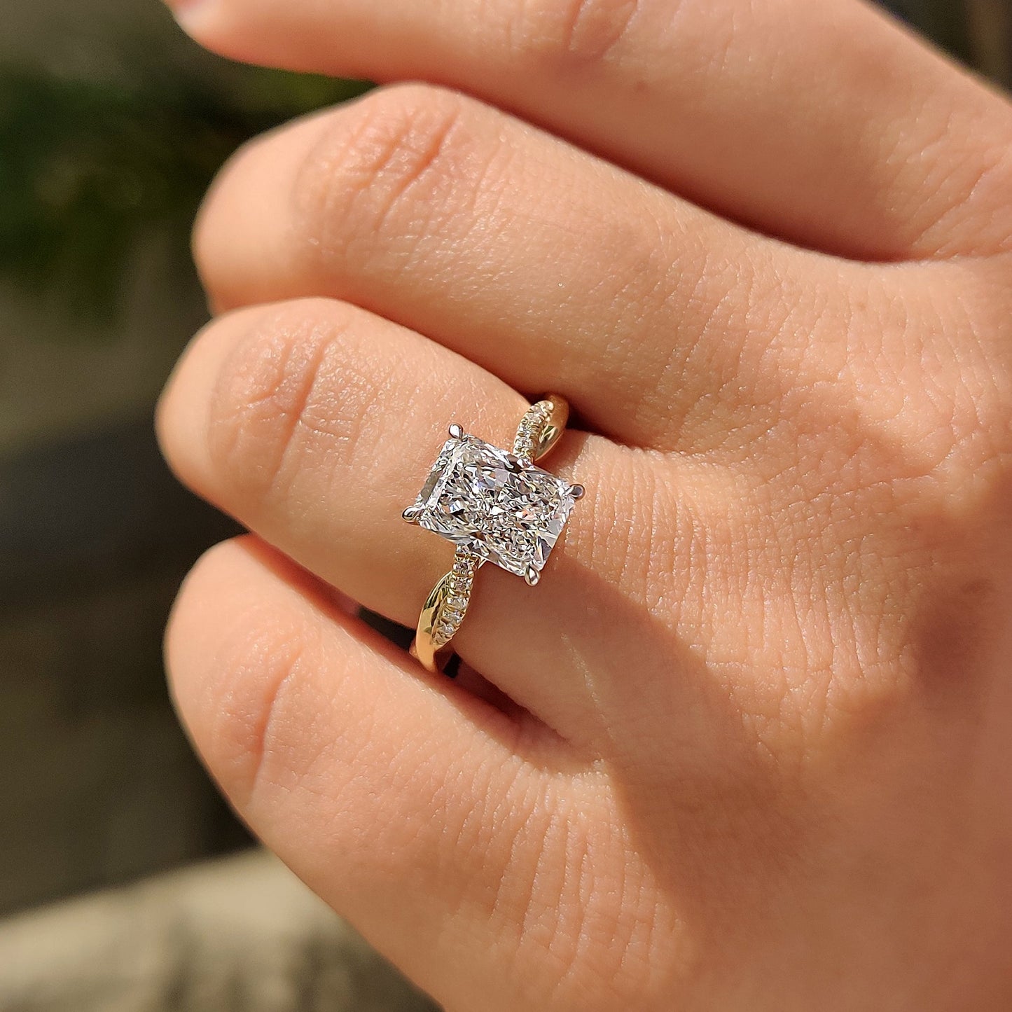 Radiant Cut Engagement Ring In Twisted Shank Set