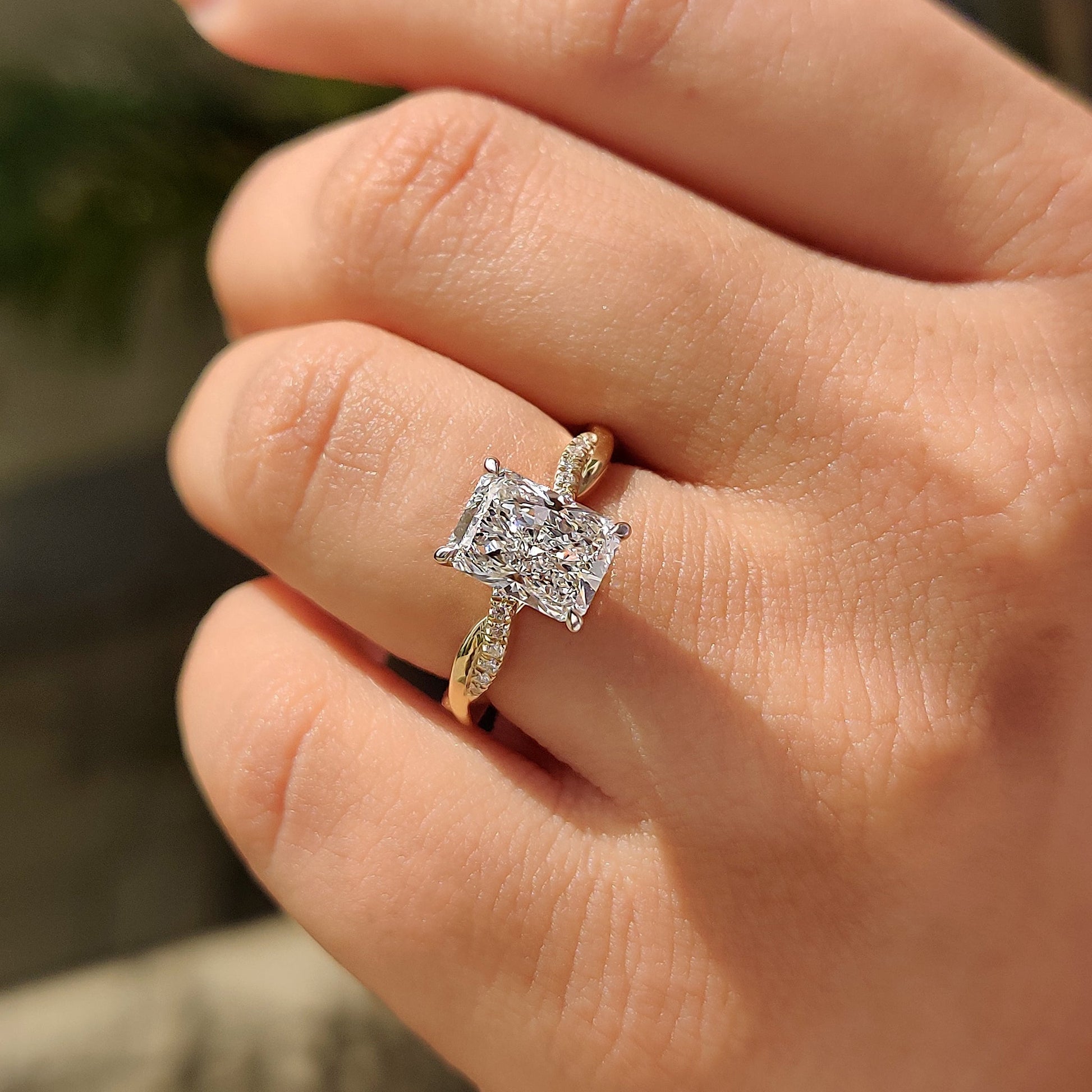 Radiant Cut Engagement Ring In Twisted Shank Set