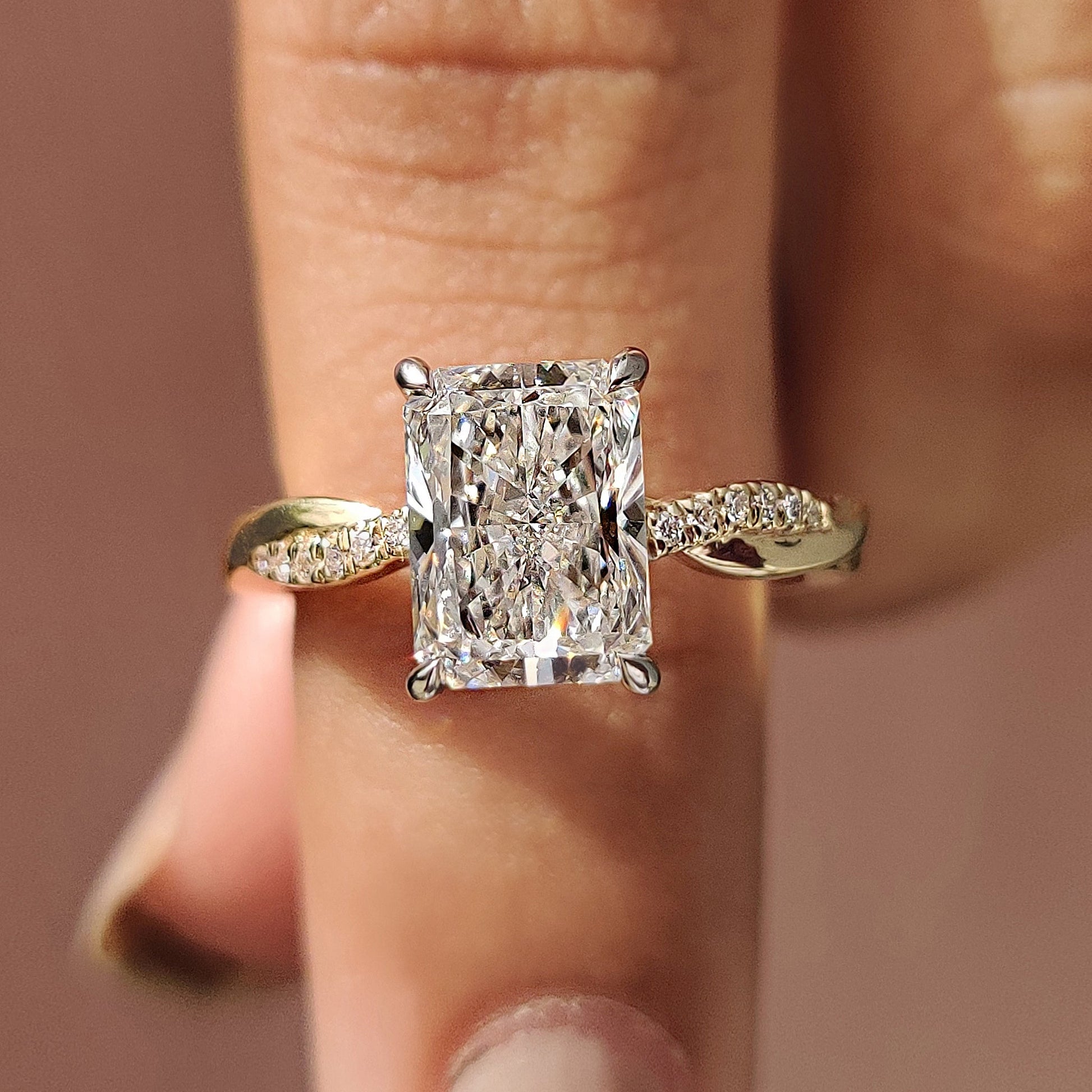 Radiant Cut Engagement Ring In Twisted Shank Set