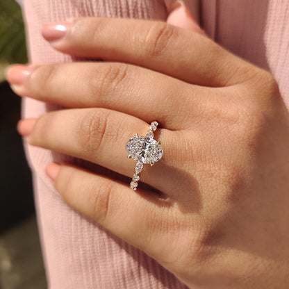 Oval Pave Engagement Ring In Yellow Gold