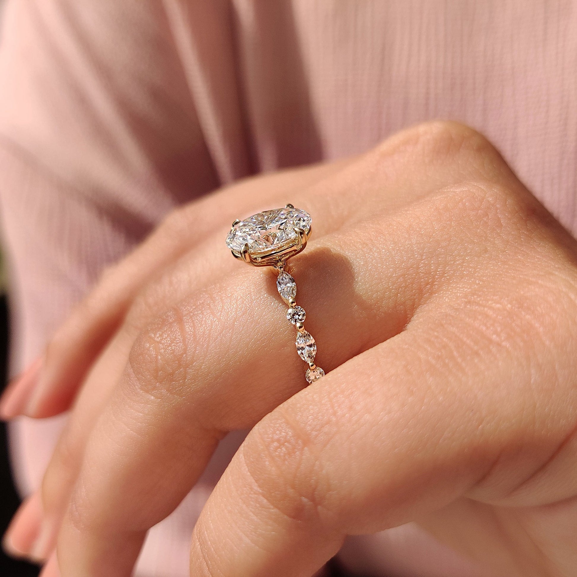 Oval Pave Engagement Ring In Yellow Gold