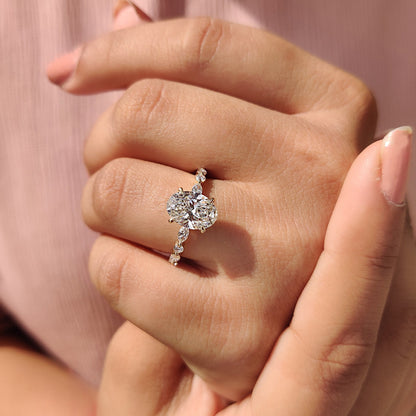 Oval Pave Engagement Ring In Yellow Gold