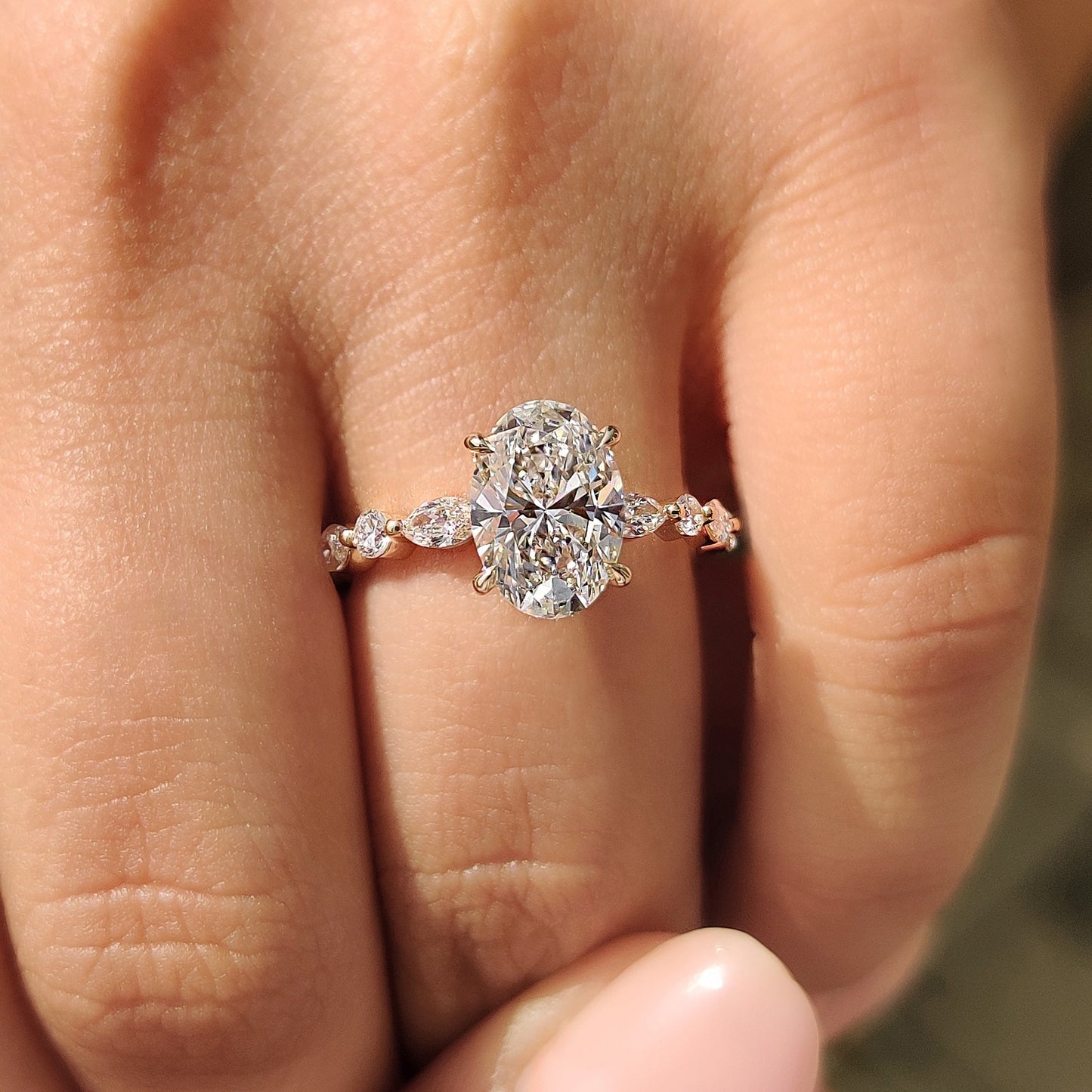 Oval Pave Engagement Ring In Yellow Gold