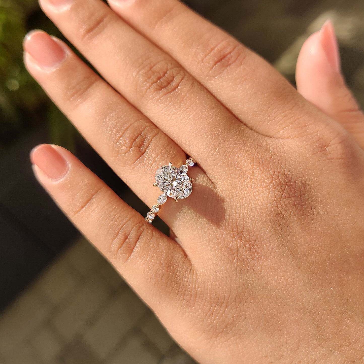 Oval Pave Engagement Ring In Yellow Gold