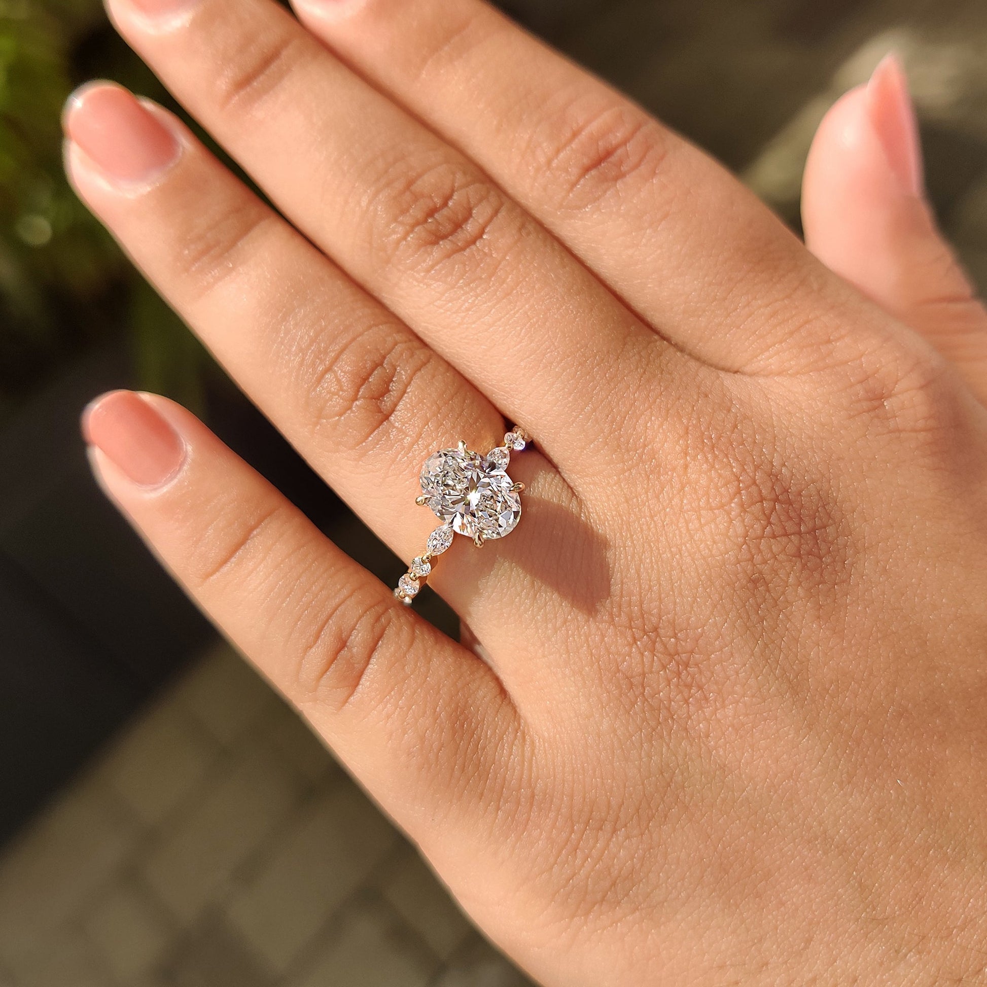 Oval Pave Engagement Ring In Yellow Gold