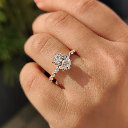 Oval Pave Engagement Ring In Yellow Gold