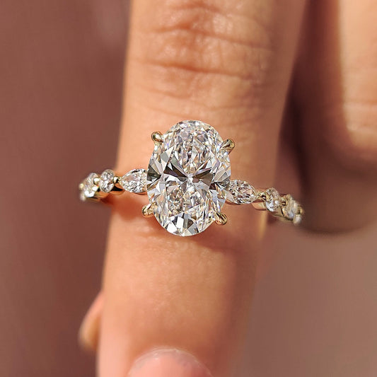 Oval Pave Engagement Ring In Yellow Gold