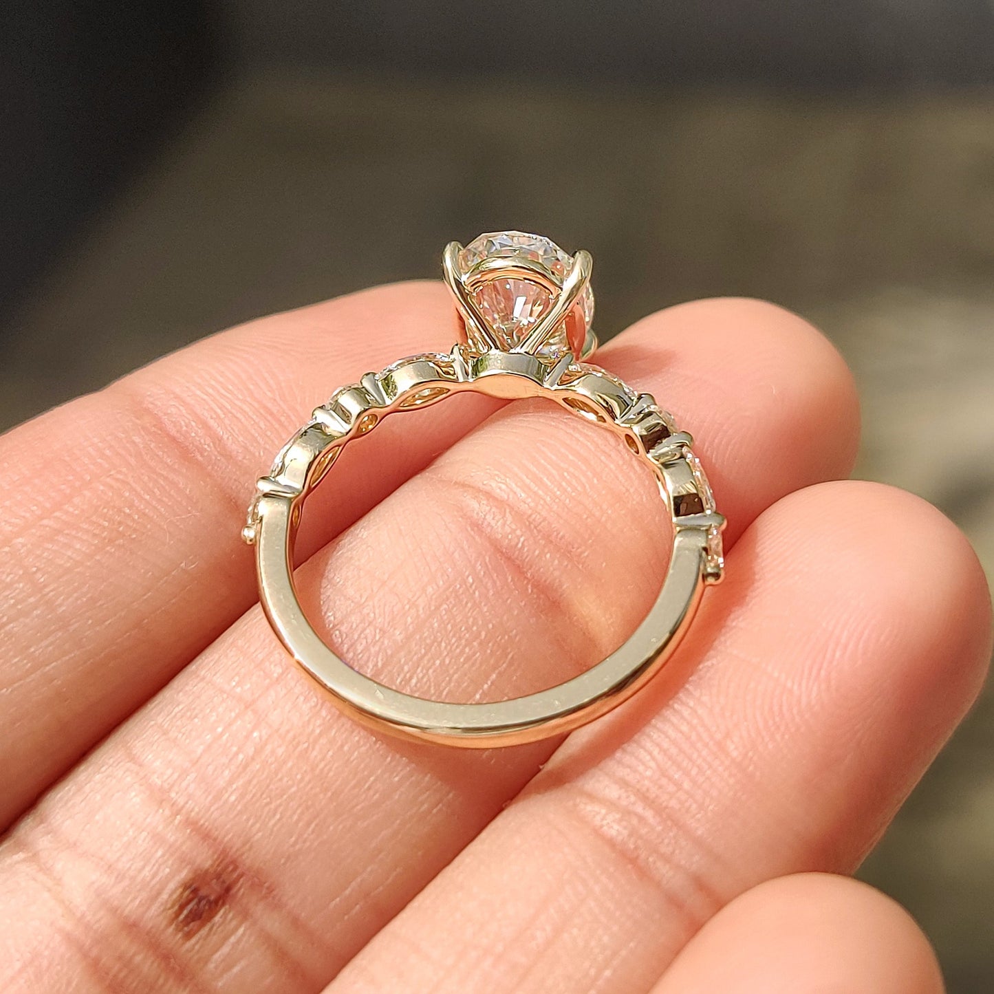 Oval Pave Engagement Ring In Yellow Gold