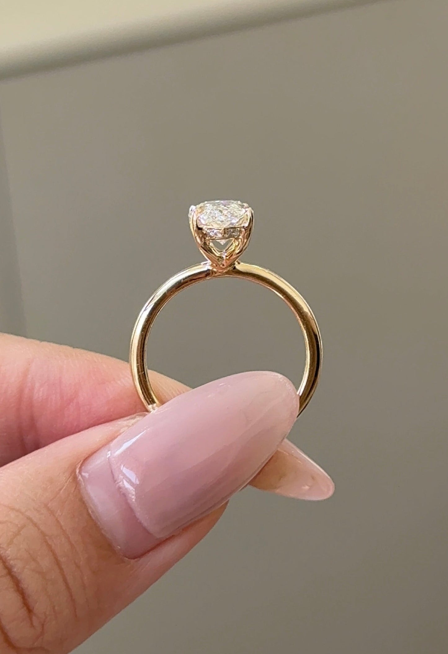 Marquise Shaped Three Stone Lab Grown Diamond Engagement Ring