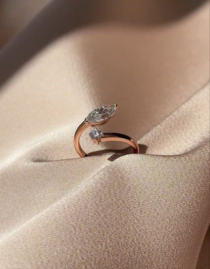 Marquise Shaped Three Stone Lab Grown Diamond Engagement Ring