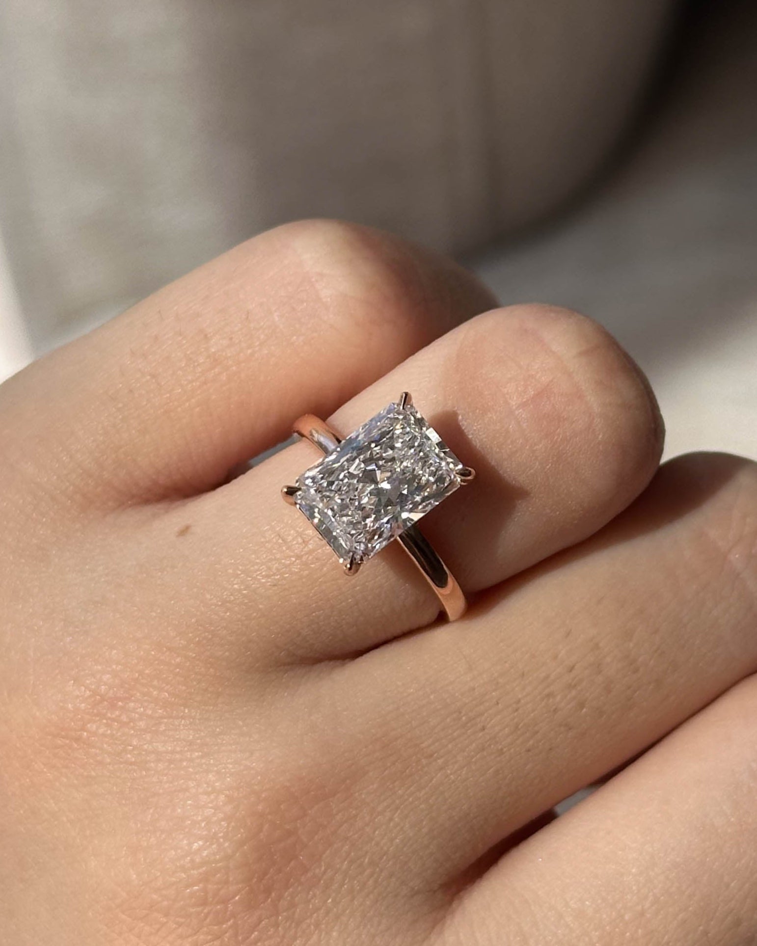 Marquise Shaped Three Stone Lab Grown Diamond Engagement Ring