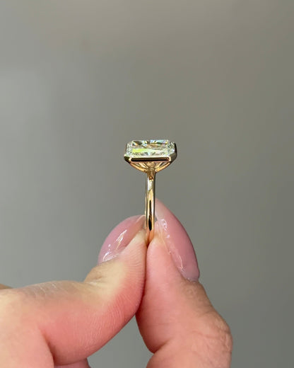 Marquise Shaped Three Stone Lab Grown Diamond Engagement Ring