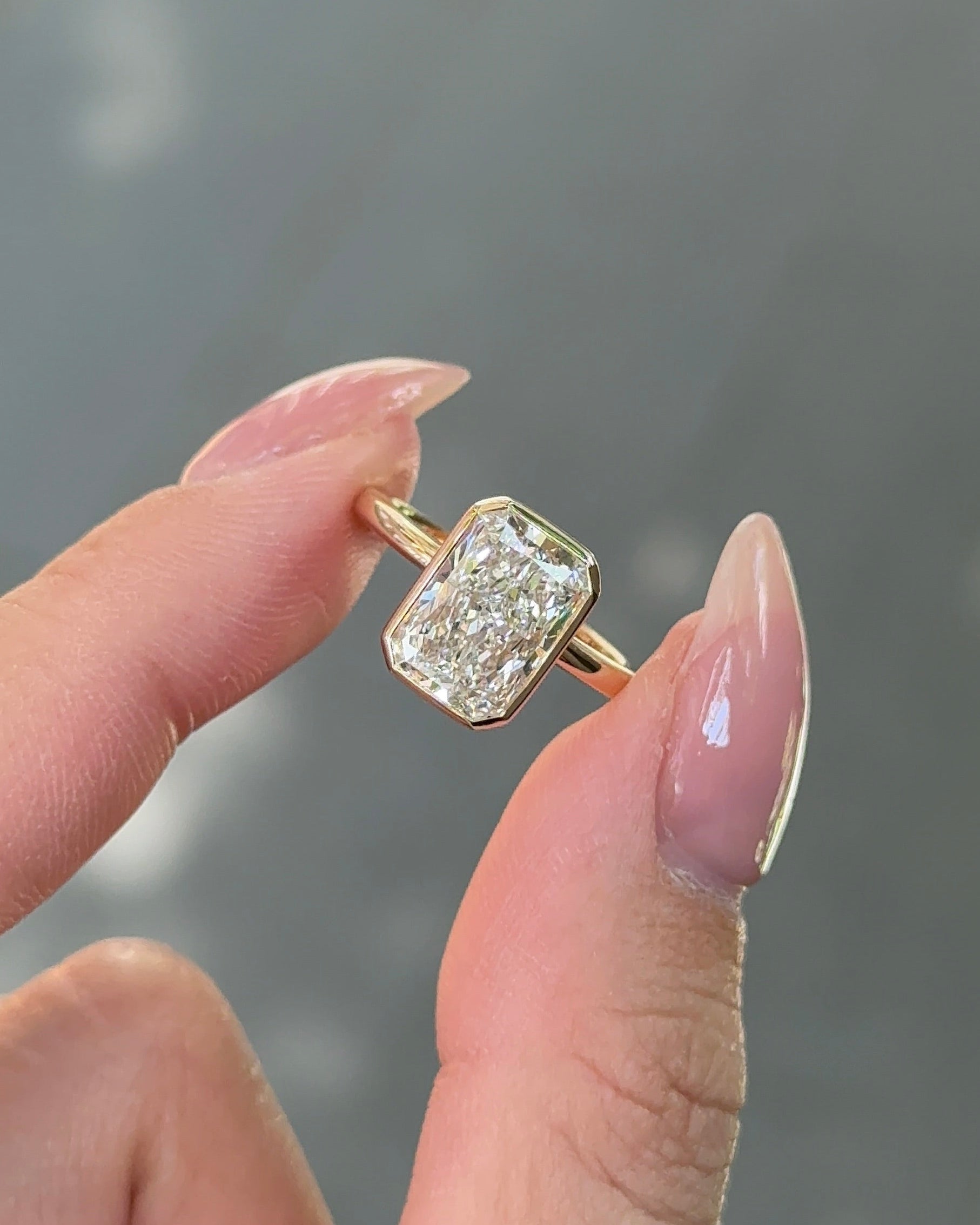 Marquise Shaped Three Stone Lab Grown Diamond Engagement Ring