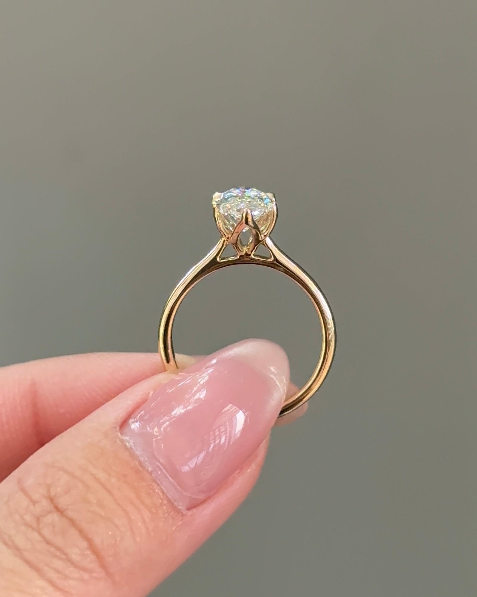 Marquise Shaped Three Stone Lab Grown Diamond Engagement Ring