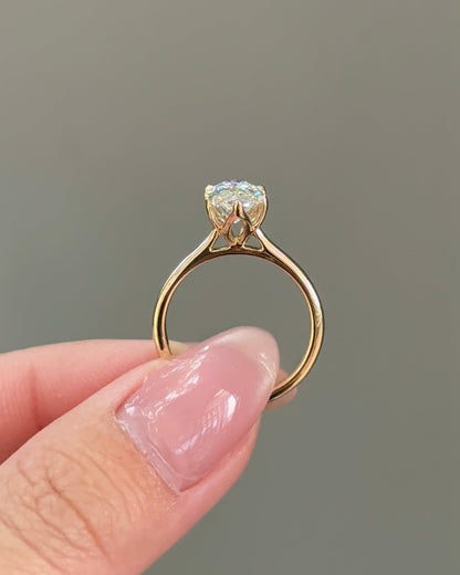 Marquise Shaped Three Stone Lab Grown Diamond Engagement Ring