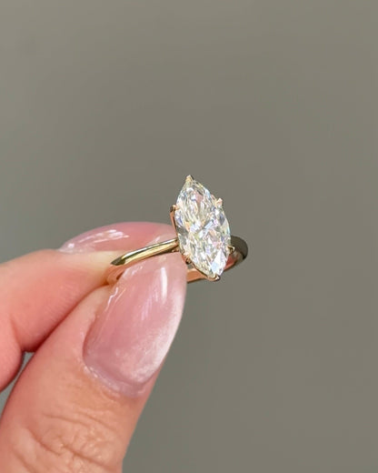 Marquise Shaped Three Stone Lab Grown Diamond Engagement Ring